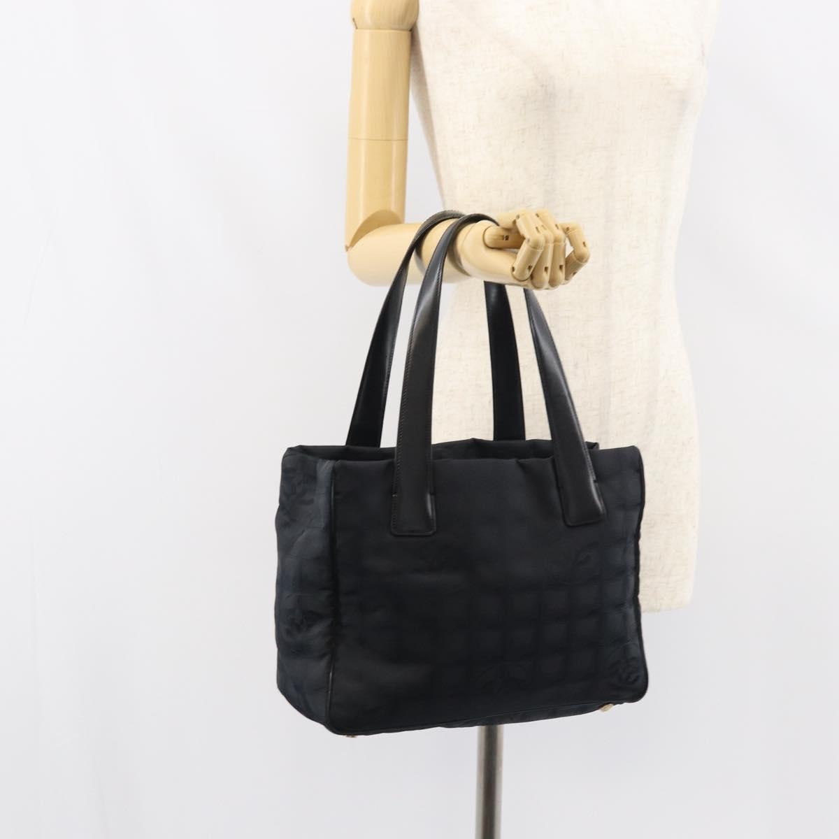 Chanel Travel Line Tote Nylon Black Nylon Tote Bag Bag (Pre-Owned)