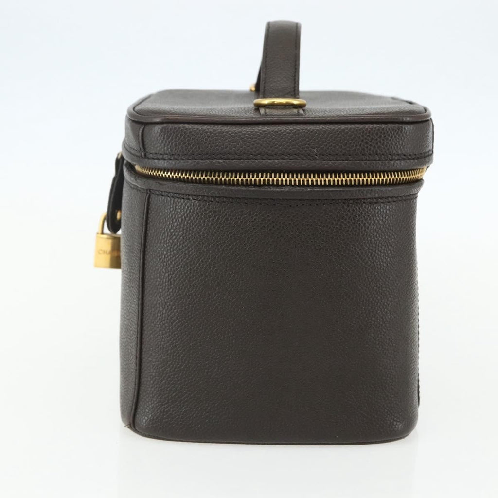 Chanel Vintage Timeless Vanity Case Caviar Brown Leather Handbag (Pre-Owned)