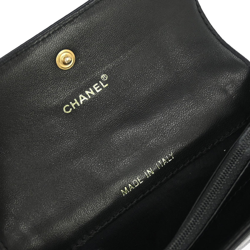 Chanel Chocolate Bar Wallet Lambskin Black Leather Wallets Accessory (Pre-Owned)