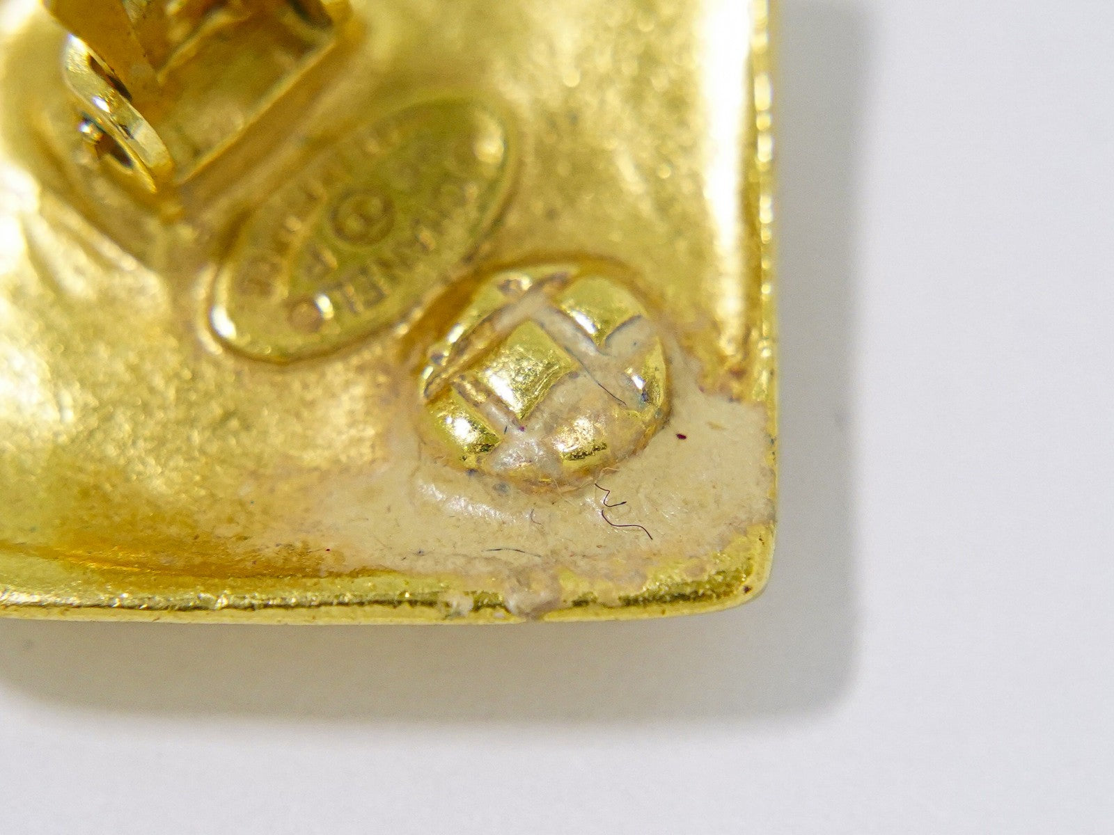 Chanel Vintage Cc Square Clip-On Earrings Metal Gold Gold_Plated Earrings Jewelry (Pre-Owned)