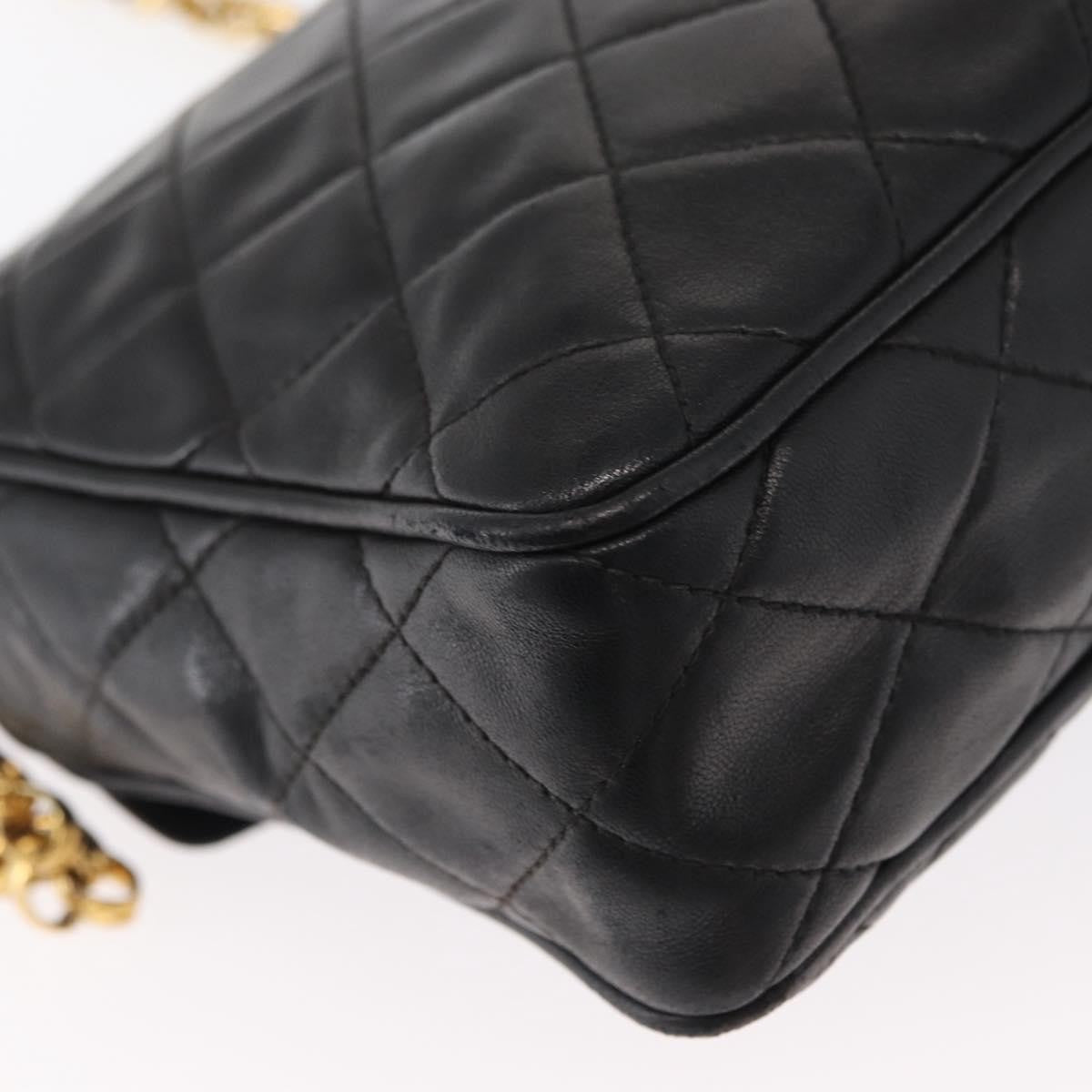 Chanel Cc Chain & Tassel Front Pocket Camera Bag Quilted Lambskin Black Leather Shoulder Bag Bag (Pre-Owned)