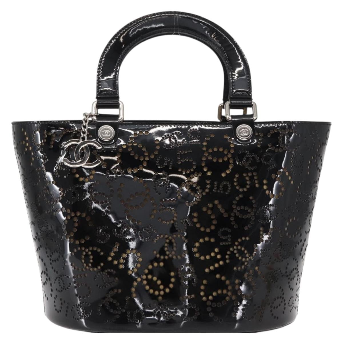 Chanel Cc No.5 Shopping Tote Perforated Patent Black Patent_Leather Tote Bag Bag (Pre-Owned)