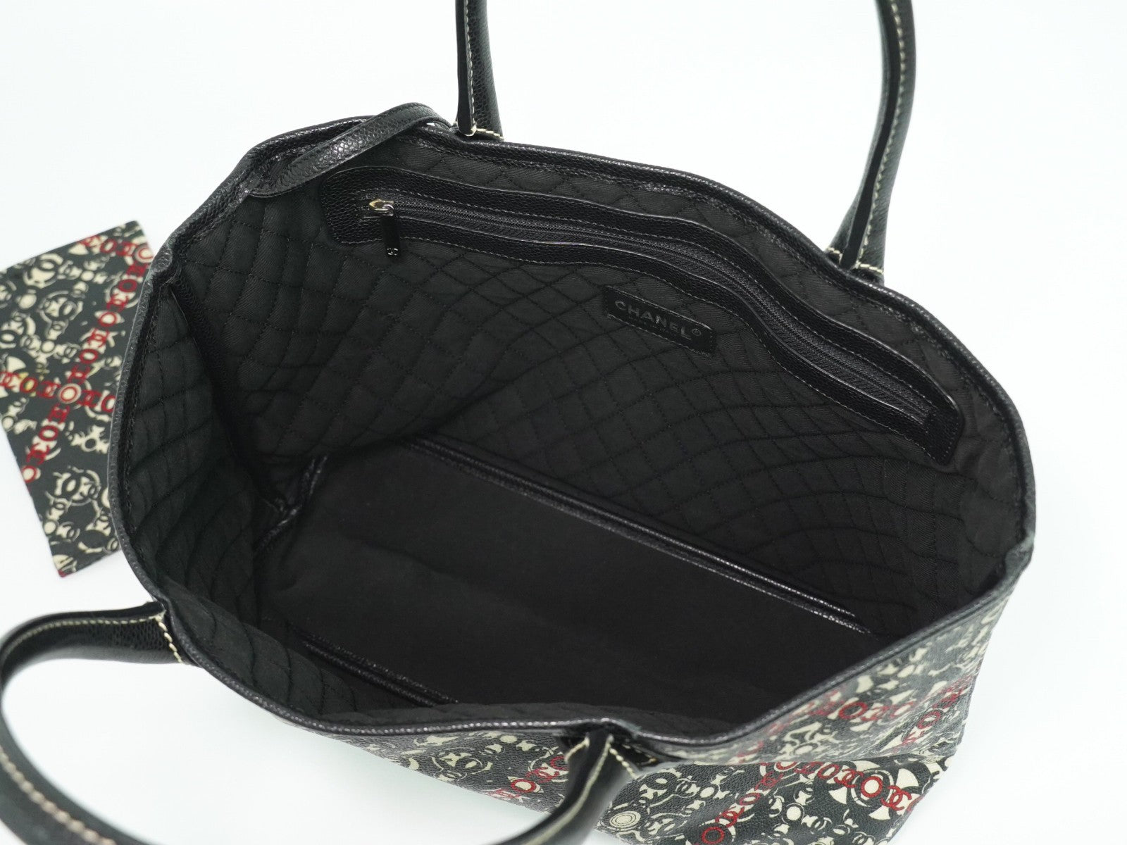 Chanel Optic Coco Tote Printed Coated Canvas With Caviar Multicolour Canvas Tote Bag Bag (Pre-Owned)