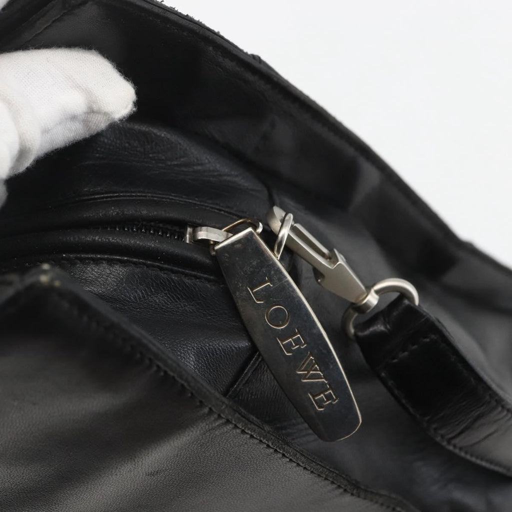 Loewe Vintage Anagram Tote Leather Black Leather Tote Bag Bag (Pre-Owned)