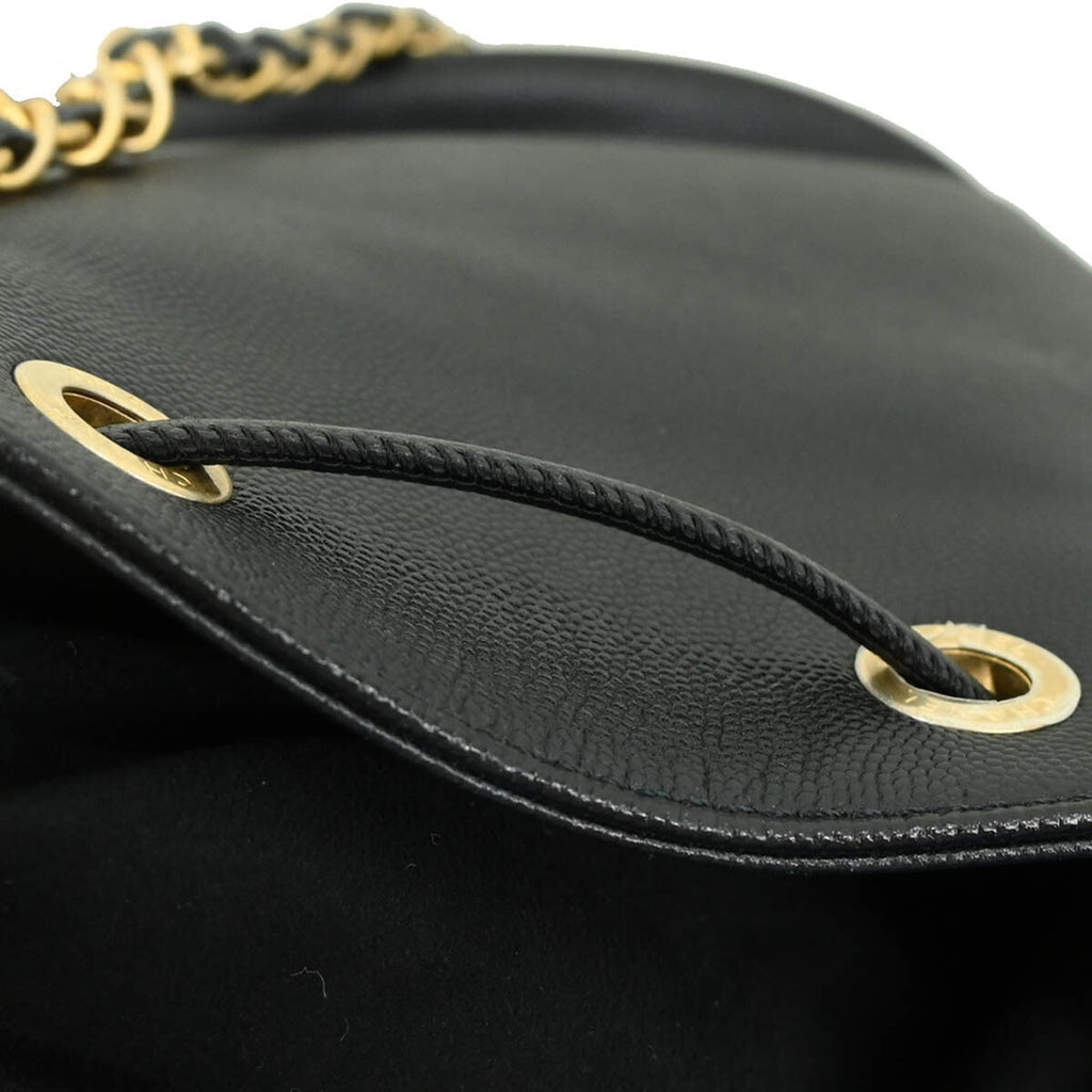 Chanel Deauville Drawstring Bucket Bag Studded Caviar Black Leather Shoulder Bag Bag (Pre-Owned)
