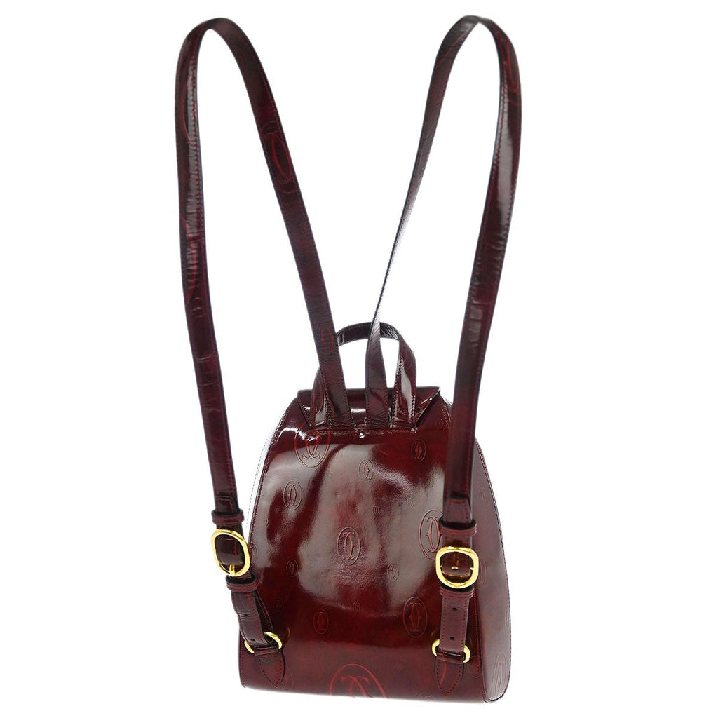 Cartier Happy Birthday Backpack Patent Leather Burgundy Patent_Leather Backpack Bag (Pre-Owned)