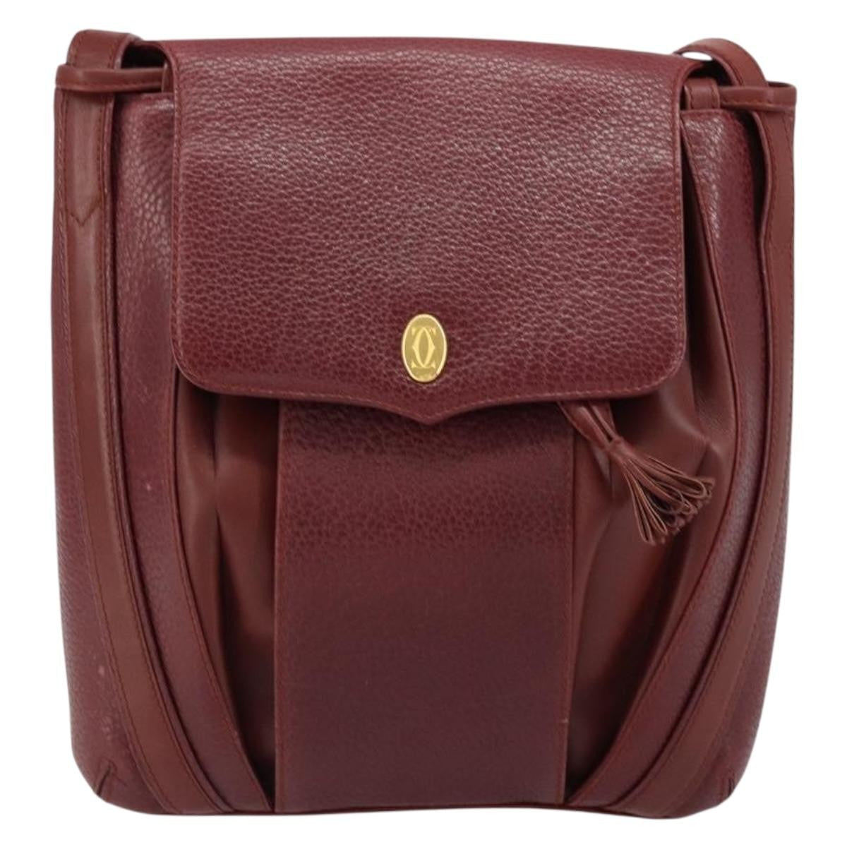 Cartier Must De Cartier Shoulder Bag Leather Burgundy Leather Shoulder Bag Bag (Pre-Owned)
