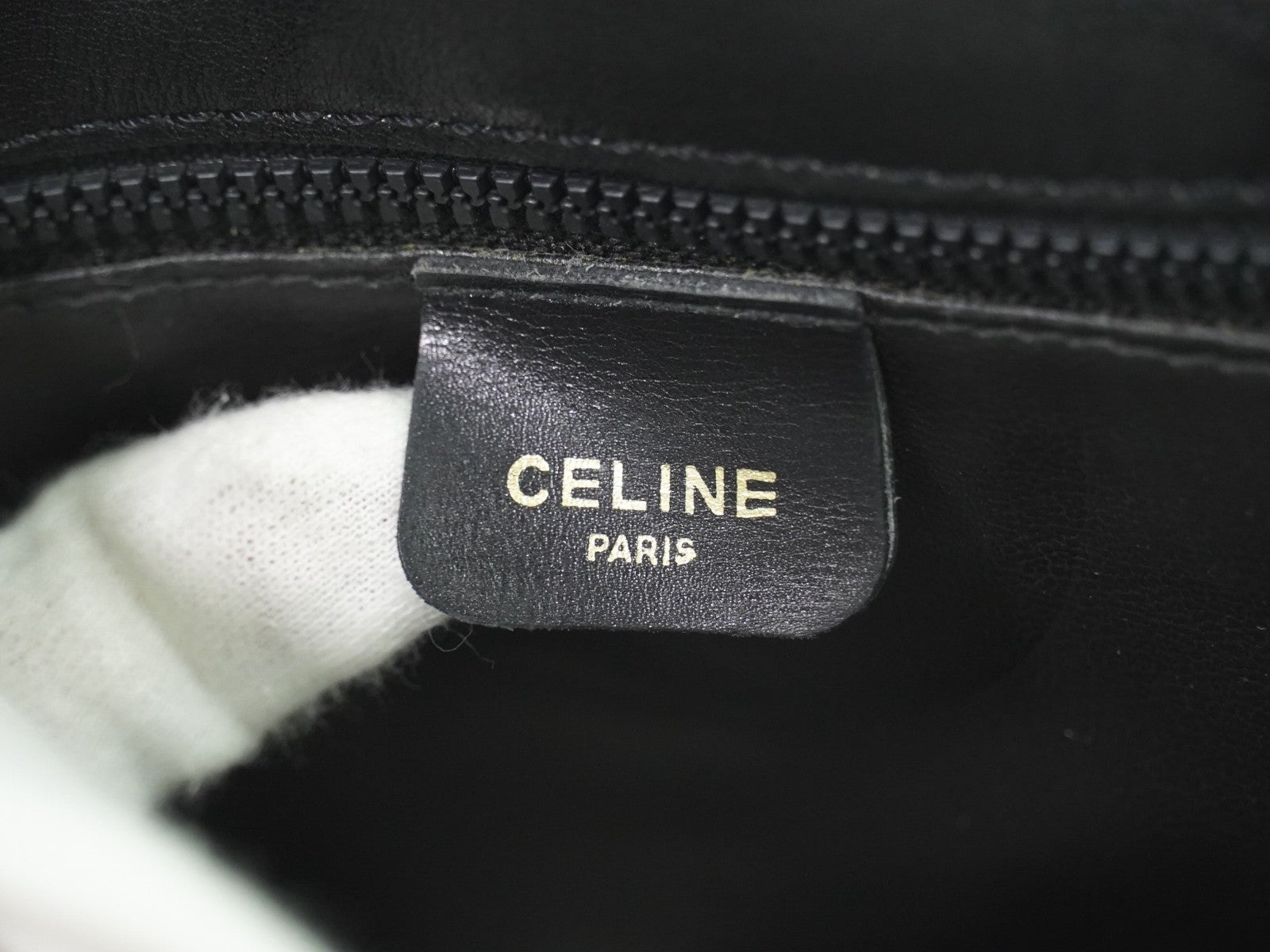 Celine Vintage Shoulder Bag Leather Black Leather Shoulder Bag Bag (Pre-Owned)