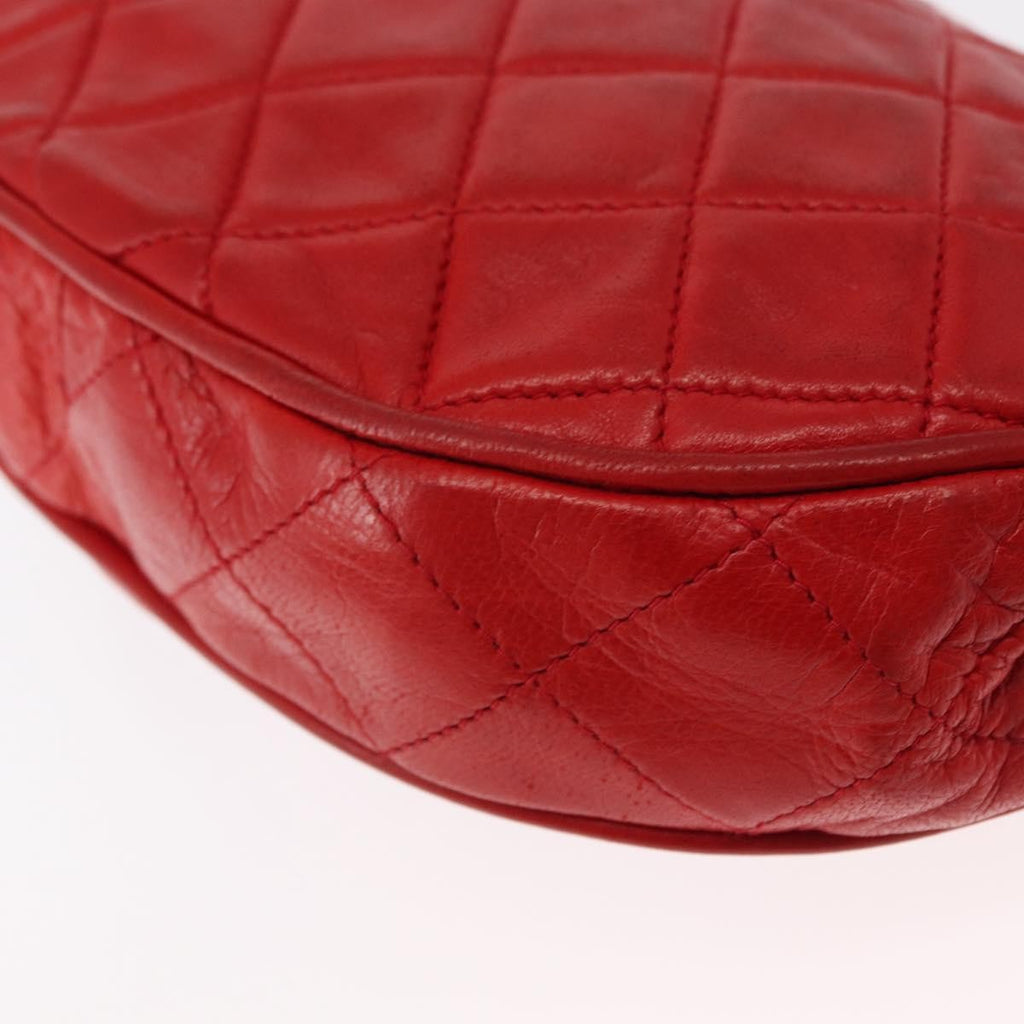 Chanel Camellia Rounded Clutch Satin And Leather Red Leather Shoulder Bag Bag (Pre-Owned)