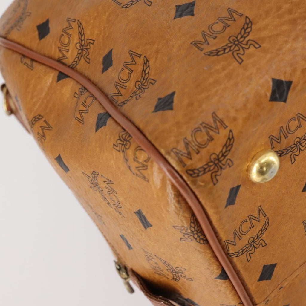 MCM Vicetos Travel Bag Logogram Boston Brown Canvas Travel Bag Bag (Pre-Owned)