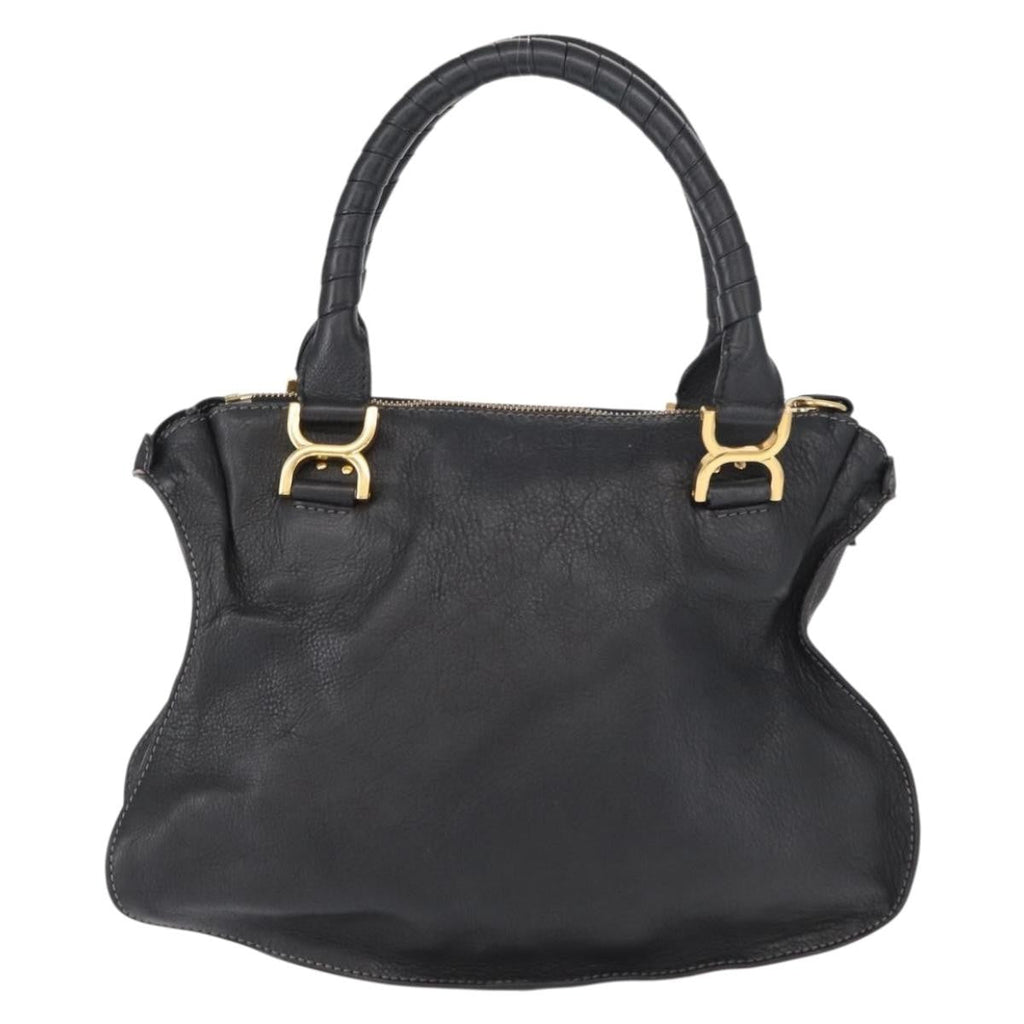 Chloe Marcie Satchel Leather Black Leather Handbag (Pre-Owned)
