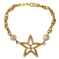 Chanel Cc Star Bracelet Metal With Crystals And Faux Pearl Gold Gold_Plated Bracelet Jewelry (Pre-Owned)