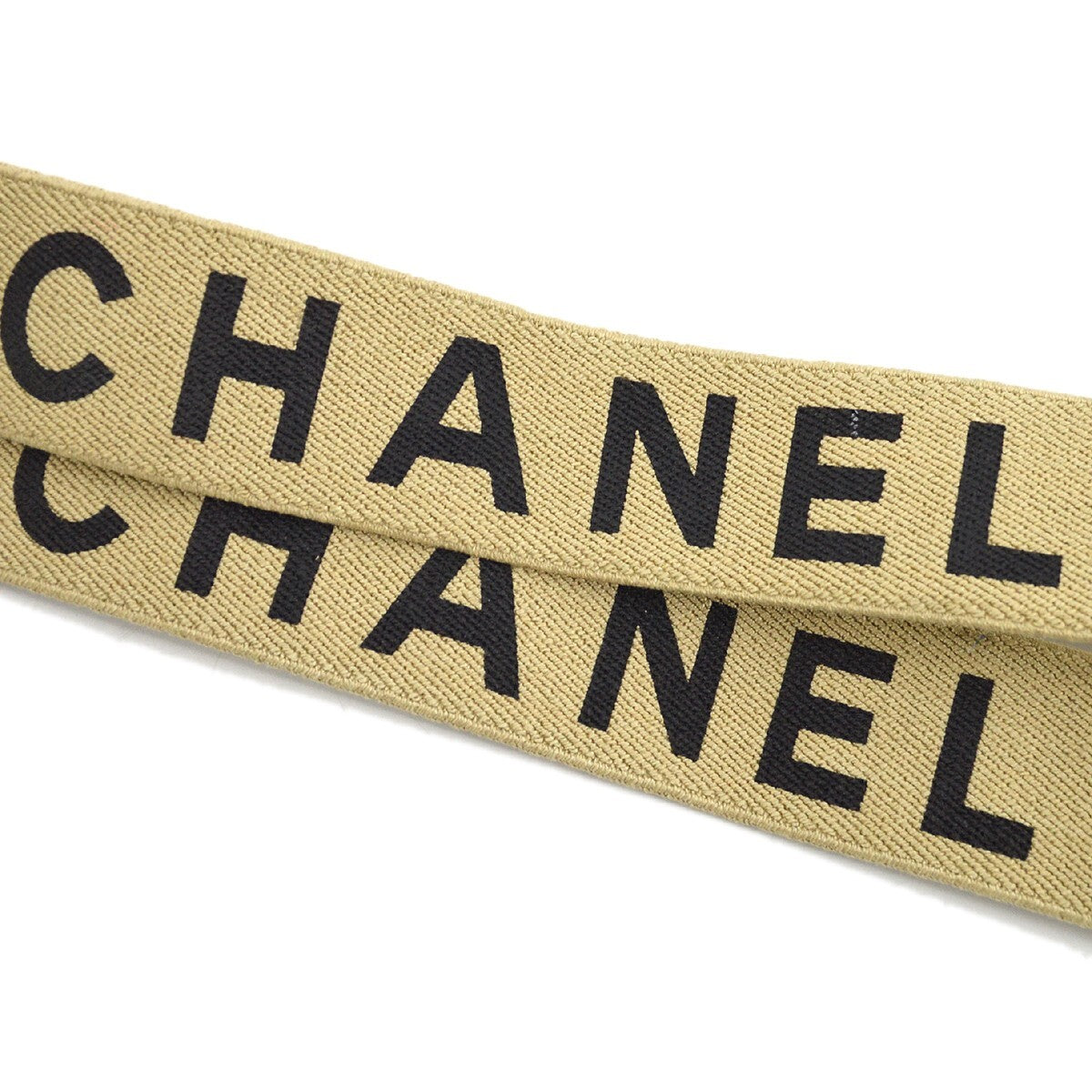 Chanel Logo Suspenders Canvas Beige Canvas Belts Accessory (Pre-Owned)