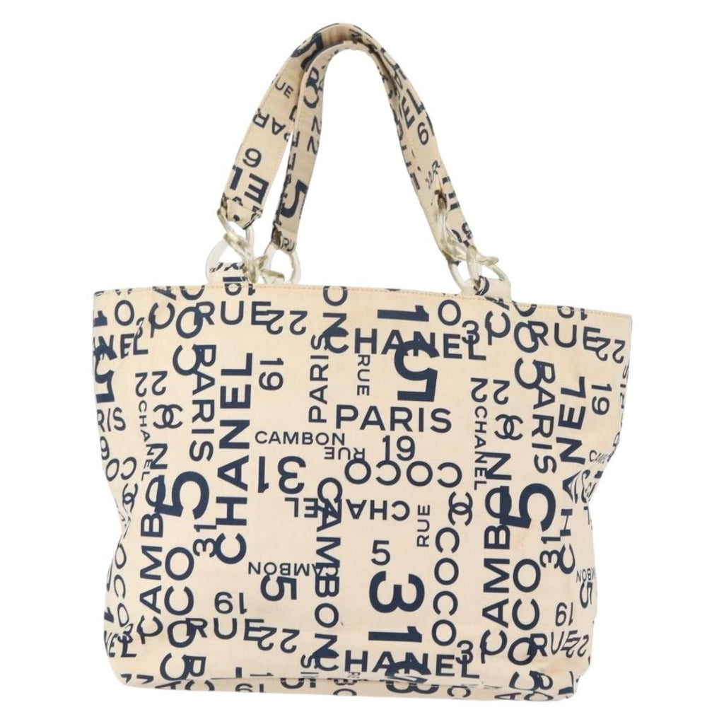 Chanel 31 Rue Cambon Beach Zip Tote Printed Canvas Navy Canvas Tote Bag Bag (Pre-Owned)