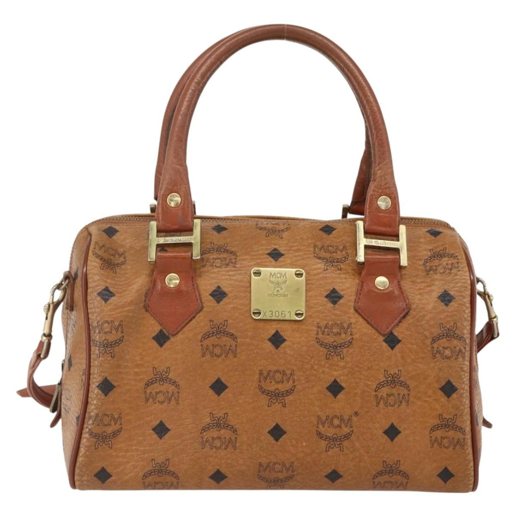 MCM Visetos Logogramme Handbag Canvas And Leather Brown Pvc Handbag (Pre-Owned)