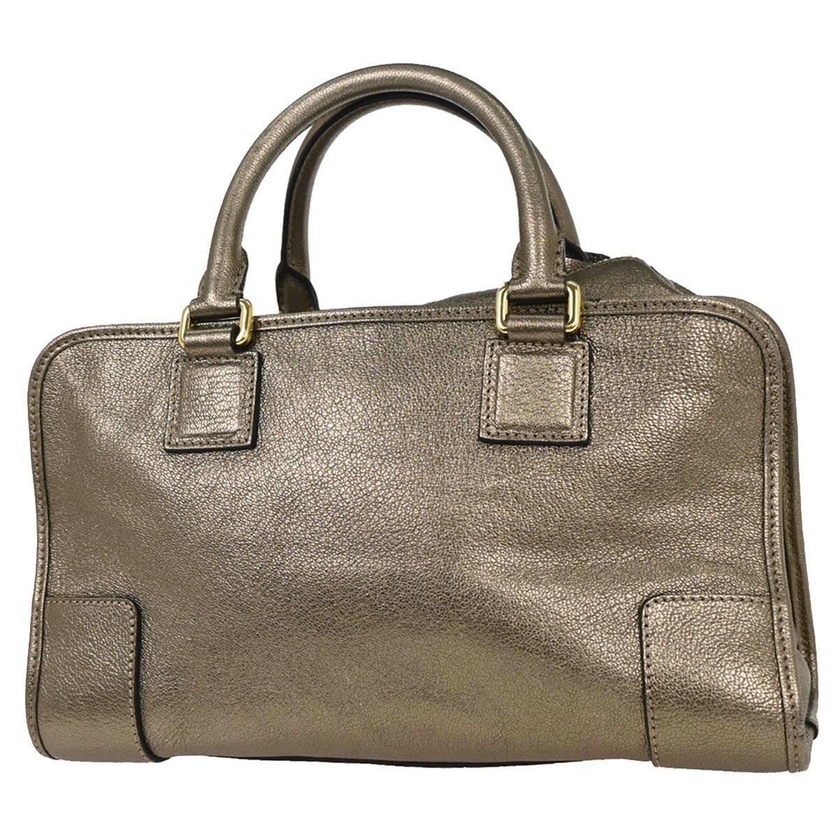 Loewe Amazona Bag Leather Gold Leather Handbag (Pre-Owned)