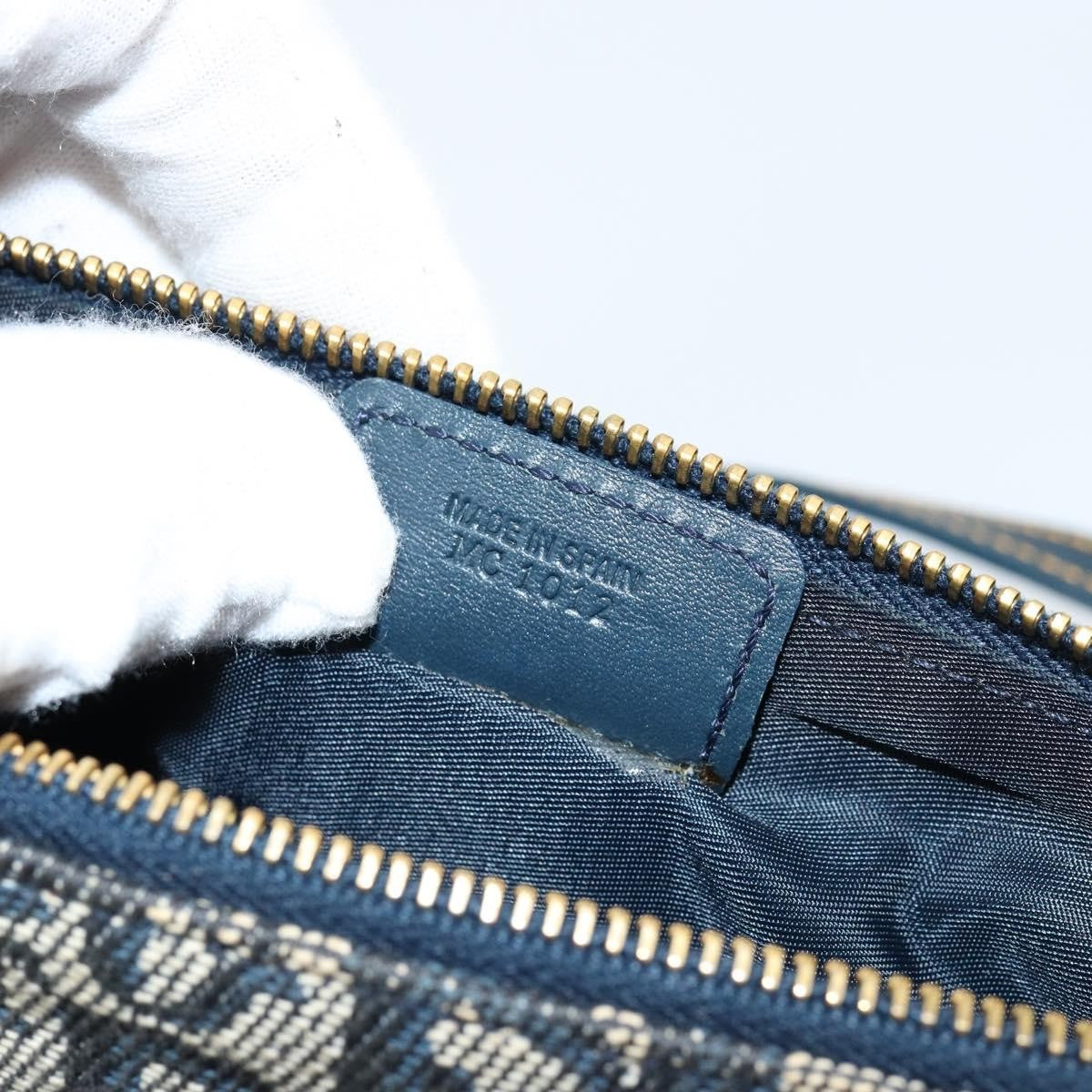 Christian Dior Vintage Saddle Bag Diorissimo Canvas Navy Canvas Clutche & Pouche Bag (Pre-Owned)