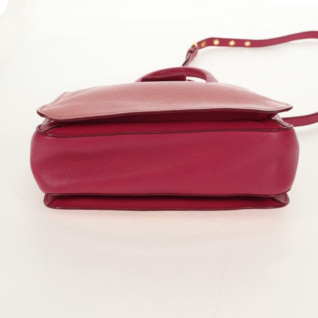 Miu Miu Madras Convertible Lock Tote Leather Pink Leather Handbag (Pre-Owned)