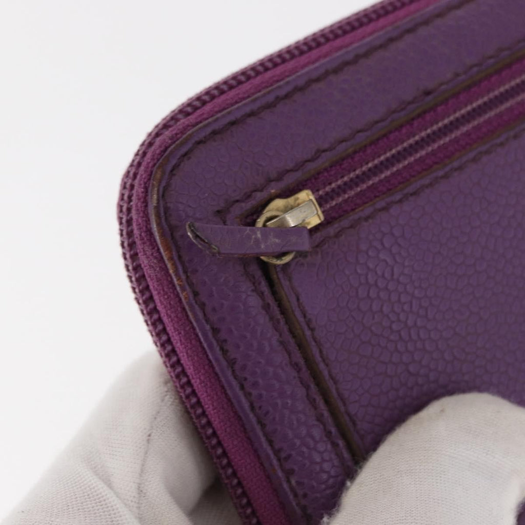 Chanel Timeless Cc Zipped Wallet Caviar Purple Leather Wallets Accessory (Pre-Owned)
