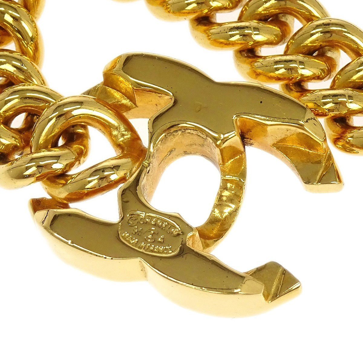 Chanel Vintage Cc Turnlock Chain Bracelet Metal Gold Gold_Plated Bracelet Jewelry (Pre-Owned)
