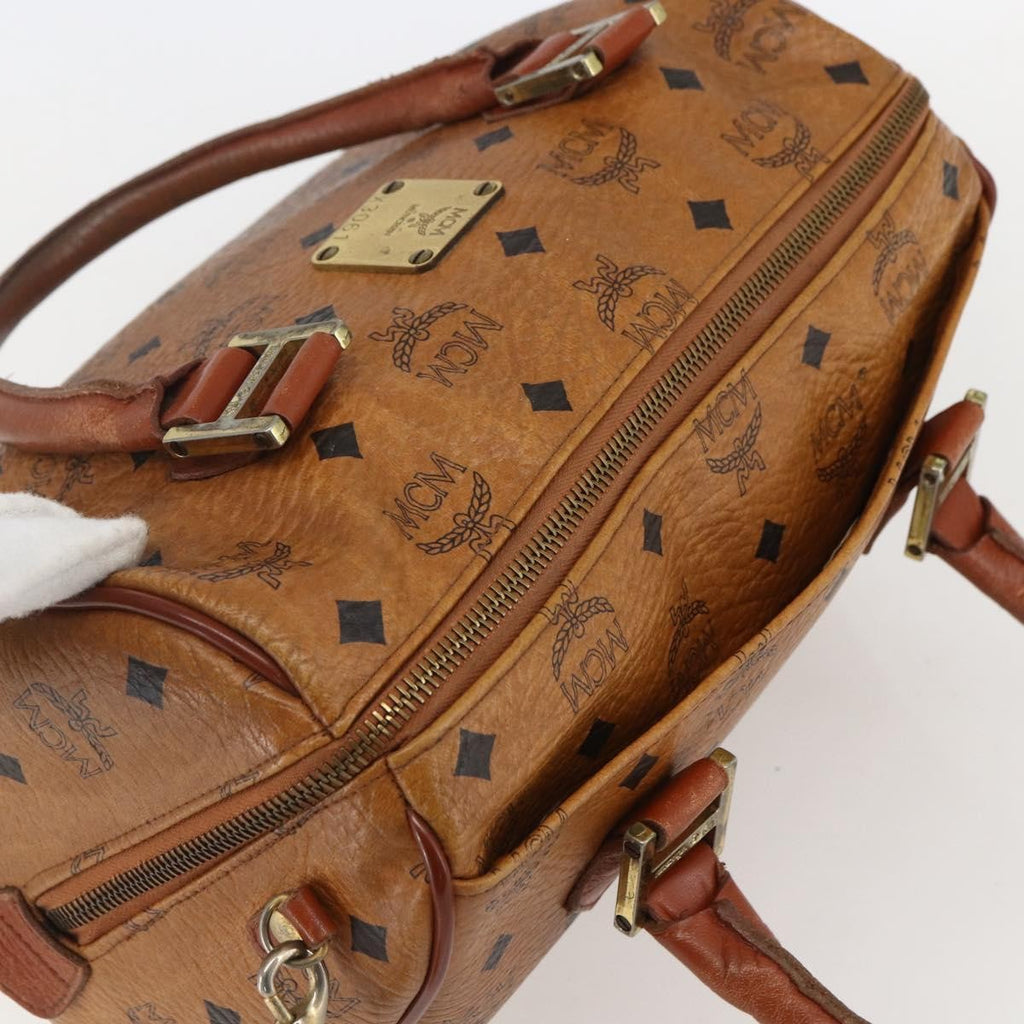 MCM Visetos Logogramme Handbag Canvas And Leather Brown Pvc Handbag (Pre-Owned)