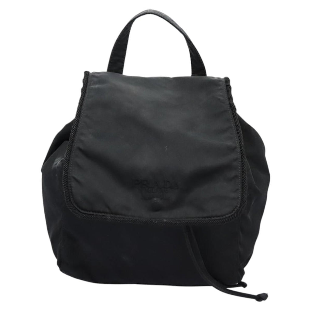 Prada Flap Drawstring Backpack Tessuto Black Nylon Backpack Bag (Pre-Owned)