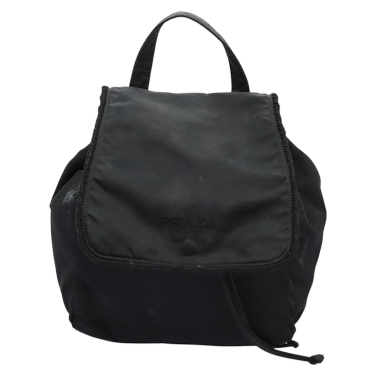 Prada Flap Drawstring Backpack Tessuto Black Nylon Backpack Bag (Pre-Owned)