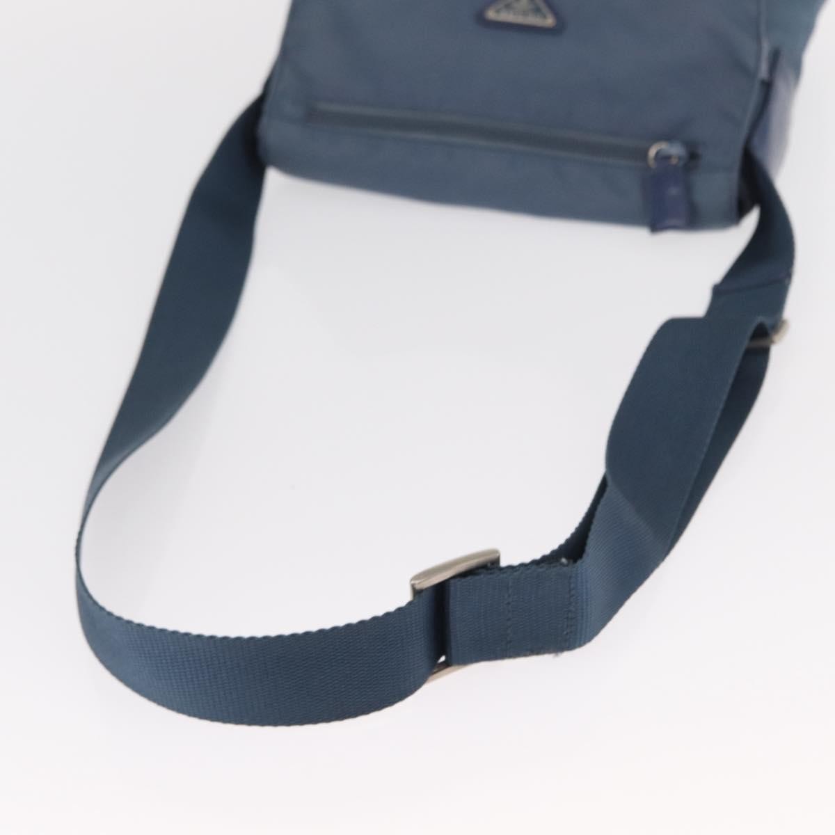 Prada Buckle Messenger Bag Tessuto Blue Nylon Shoulder Bag Bag (Pre-Owned)