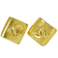 Chanel Vintage Cc Square Clip-On Earrings Metal Gold Gold_Plated Earrings Jewelry (Pre-Owned)