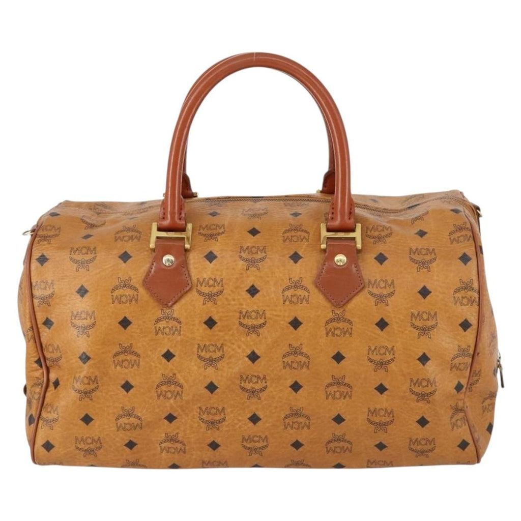MCM Vicetos Travel Bag Logogram Boston Brown Canvas Travel Bag Bag (Pre-Owned)