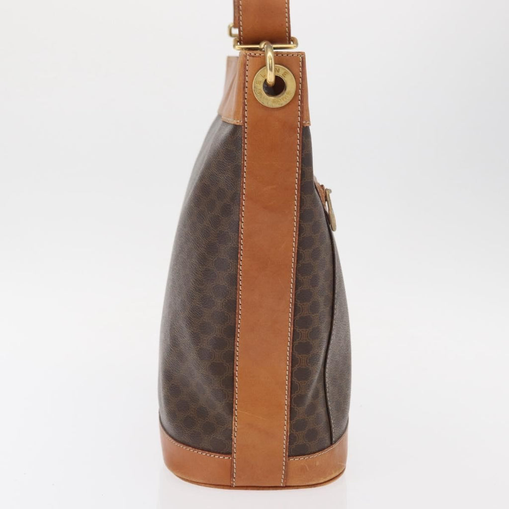 Celine Vintage Macadam Shoulder Bag Canvas And Leather Brown Canvas Shoulder Bag Bag (Pre-Owned)