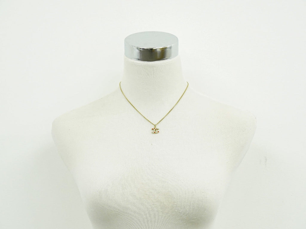 Chanel Rainbow Cc Pendant Necklace Metal And Crystals Gold Gold_Plated Necklace Jewelry (Pre-Owned)