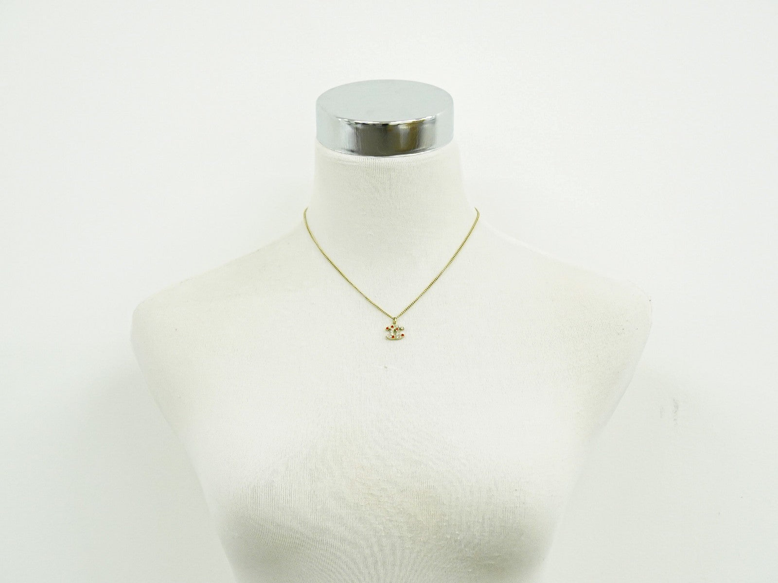 Chanel Rainbow Cc Pendant Necklace Metal And Crystals Gold Gold_Plated Necklace Jewelry (Pre-Owned)