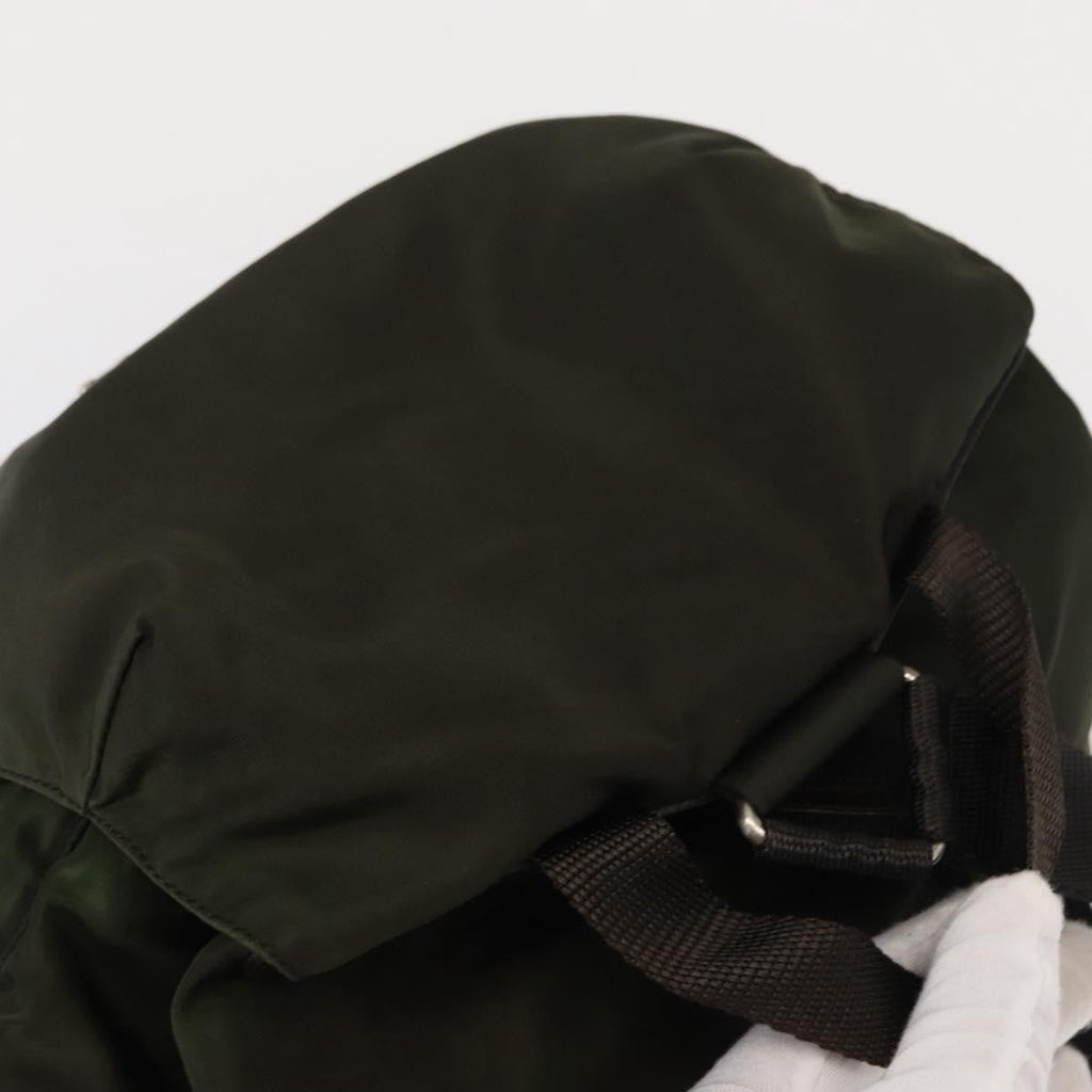 Prada Double Front Pocket Backpack Tessuto Khaki Nylon Backpack Bag (Pre-Owned)
