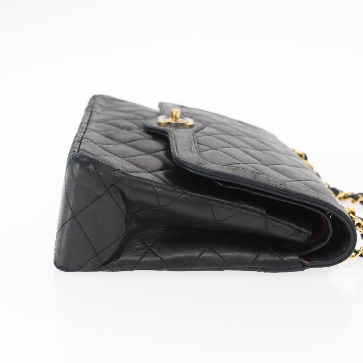 Chanel Vintage Two Tone Cc Flap Bag Quilted Lambskin Black Leather Shoulder Bag Bag (Pre-Owned)