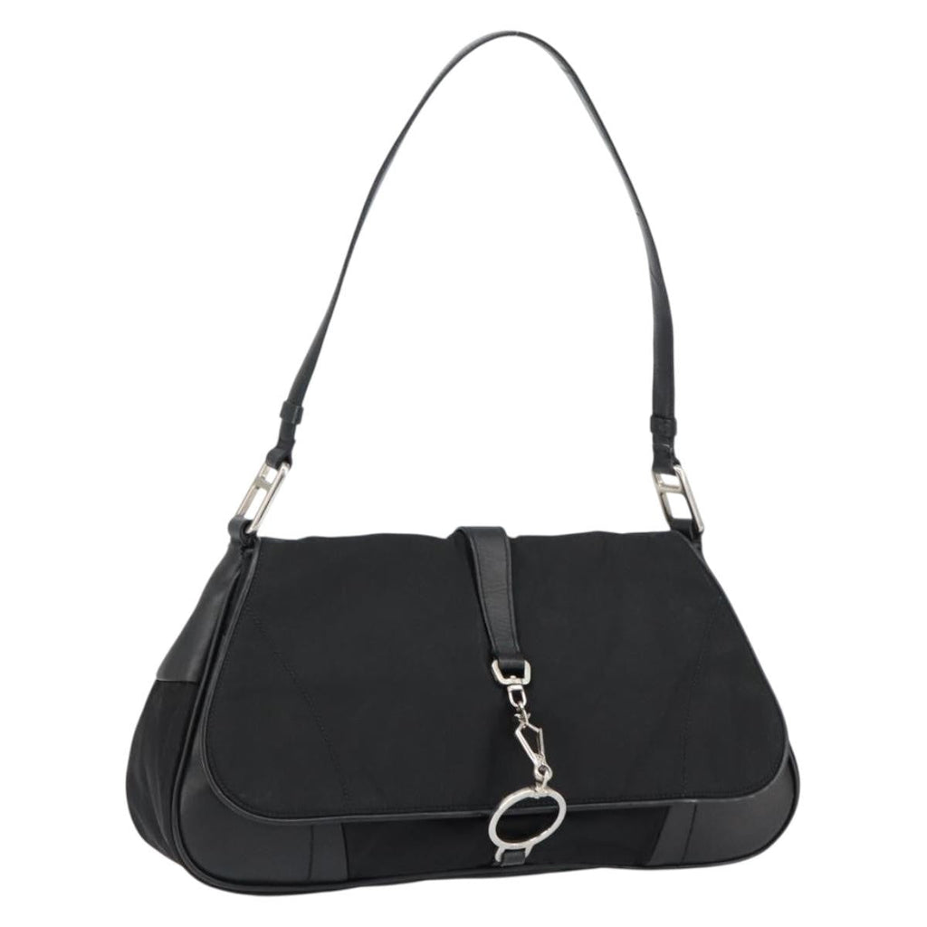 Prada Vintage Shoulder Bag Leather Black Leather Shoulder Bag Bag (Pre-Owned)