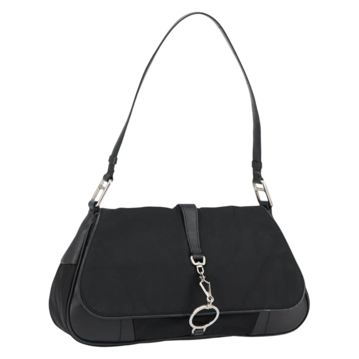 Prada Vintage Shoulder Bag Leather Black Leather Shoulder Bag Bag (Pre-Owned)