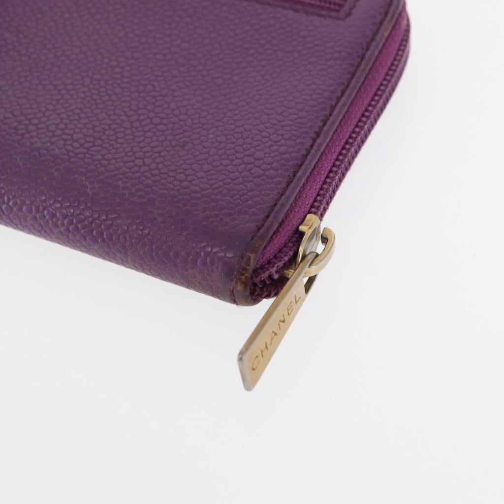 Chanel Timeless Cc Zipped Wallet Caviar Purple Leather Wallets Accessory (Pre-Owned)