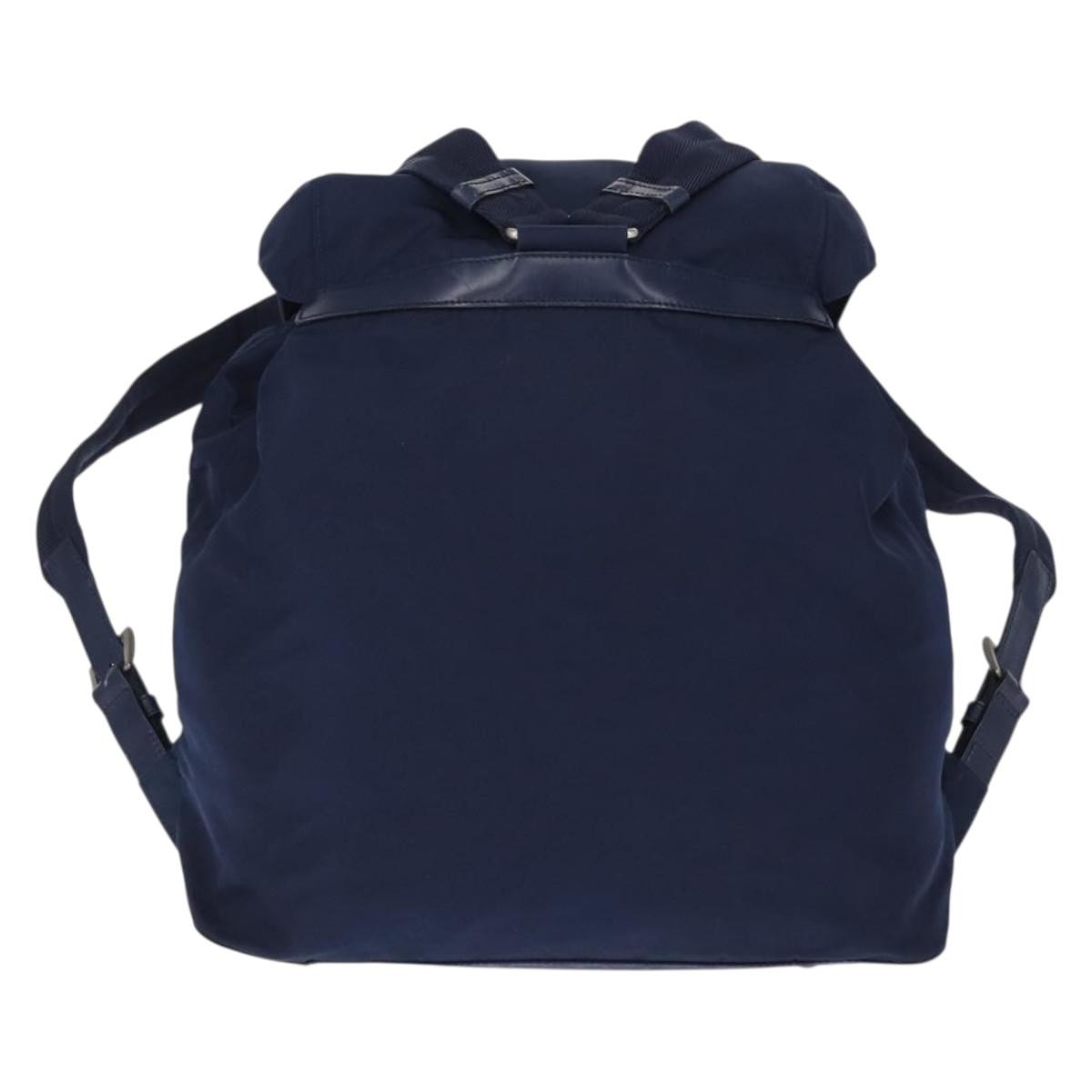 Prada Vela Double Front Pocket Backpack Tessuto With Saffiano Leather Blue Nylon Backpack Bag (Pre-Owned)