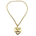 Chanel Cc Heart Pendant Metal Gold Gold_Plated Necklace Jewelry (Pre-Owned)