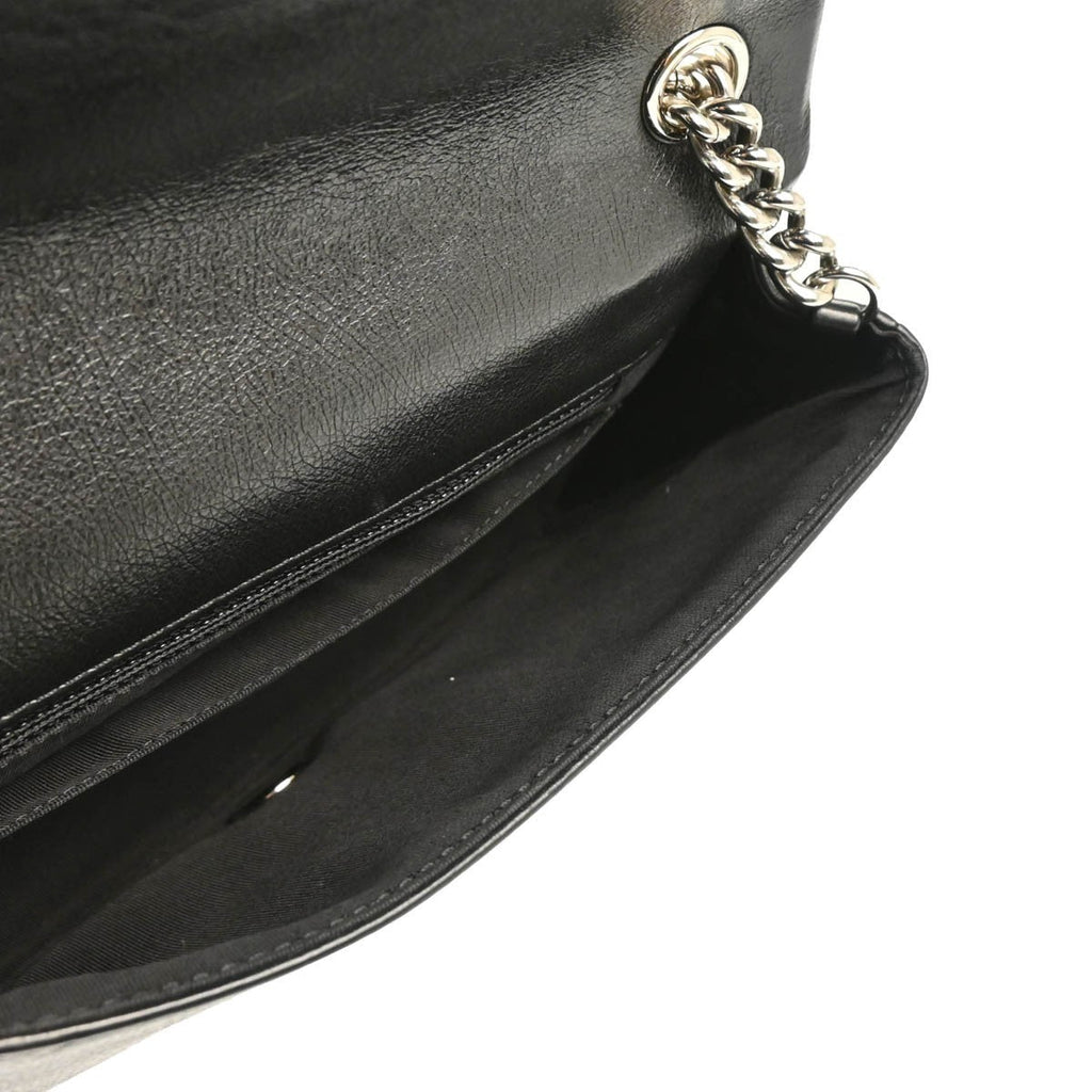 Chanel Embossed Braid Cc Chain Flap Quilted Leather Black Leather Shoulder Bag Bag (Pre-Owned)