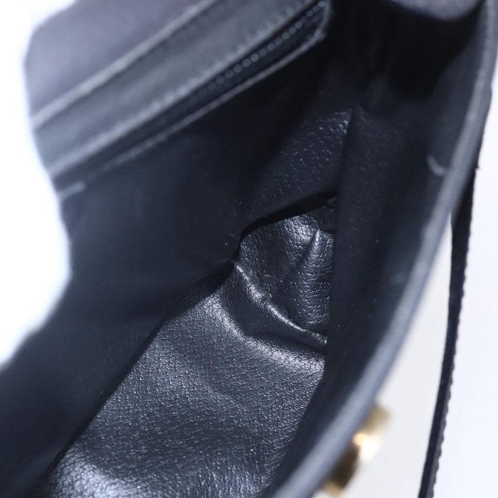 Celine Circle Logo Shoulder Bag Leather Black Leather Shoulder Bag Bag (Pre-Owned)