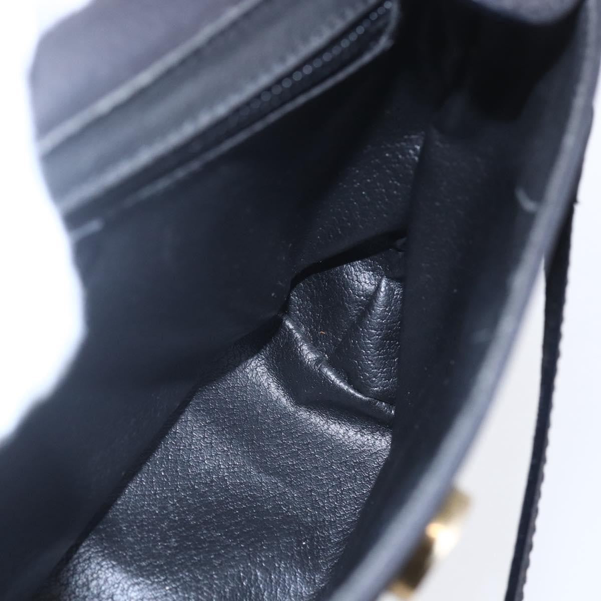 Celine Circle Logo Shoulder Bag Leather Black Leather Shoulder Bag Bag (Pre-Owned)