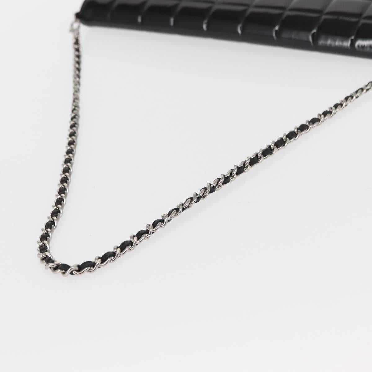 Chanel Chocolate Bar Chain Clutch Quilted Patent Black Patent_Leather Clutche & Pouche Bag (Pre-Owned)