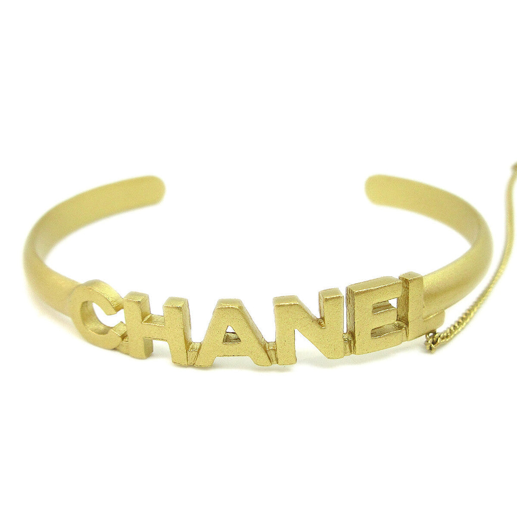 Chanel Logo Bangle With Chain Attached Cc Ring Metal With Crystal Gold Gold_Plated Bracelet Jewelry (Pre-Owned)
