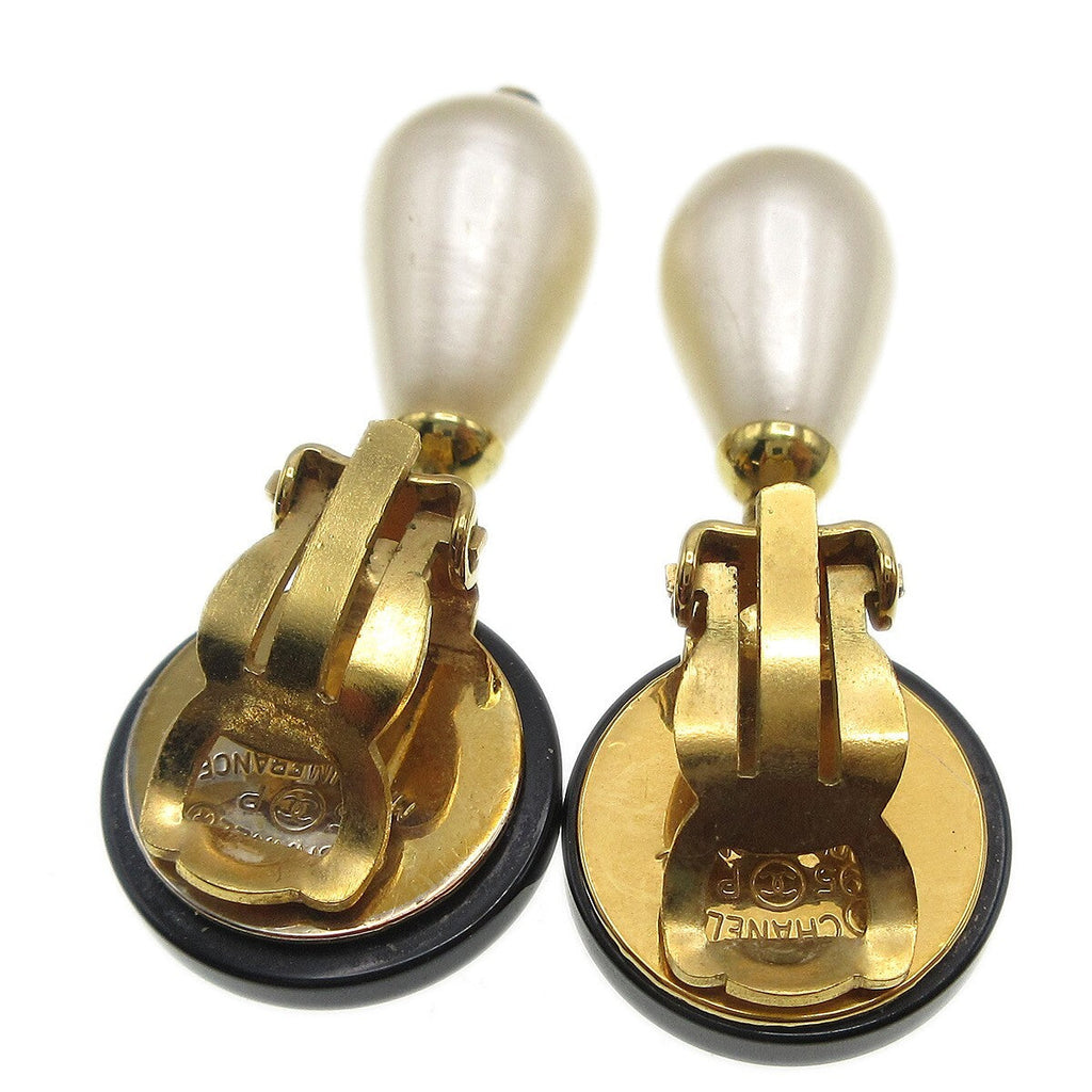 Chanel Cc Dangle Earrings Metal With Faux Pearl Gold Gold_Plated Earrings Jewelry (Pre-Owned)