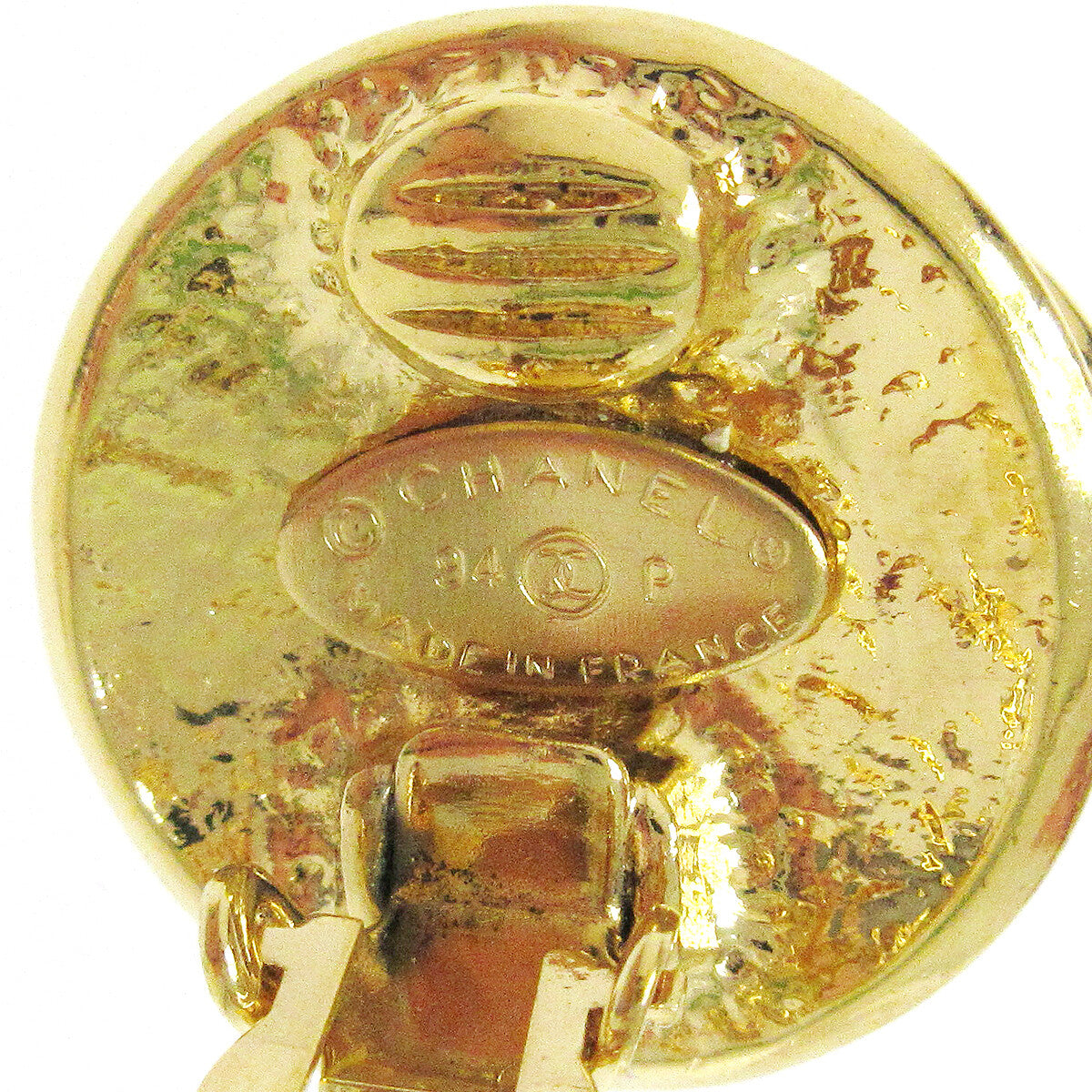 Chanel Vintage Round Cc Clip-On Earrings Metal Gold Gold_Plated Earrings Jewelry (Pre-Owned)