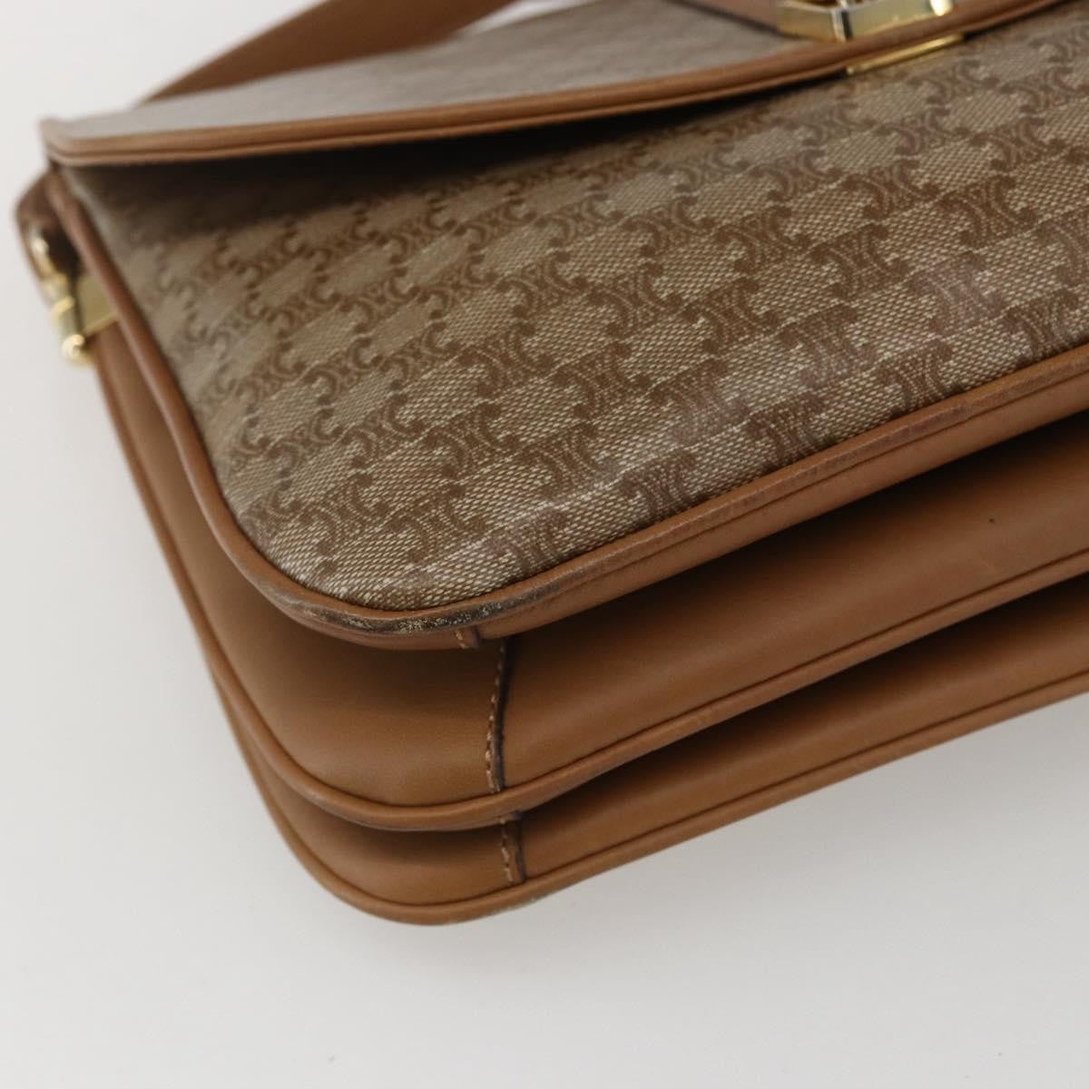 Celine Vintage Macadam Shoulder Bag Canvas And Leather Beige Canvas Shoulder Bag Bag (Pre-Owned)