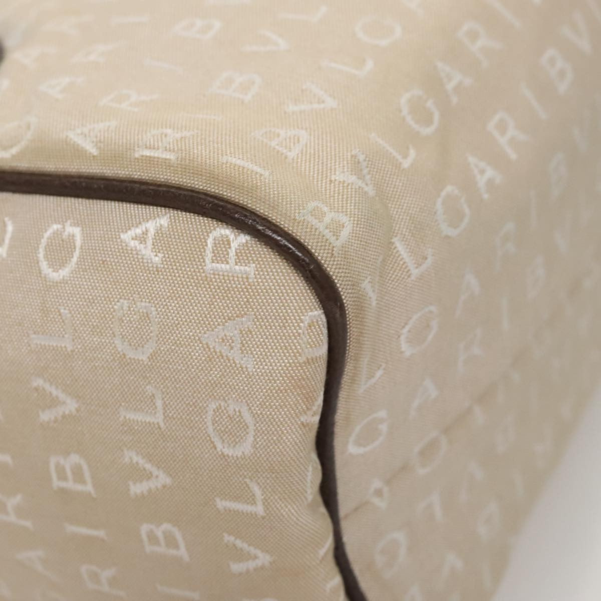 Bvlgari Logomania Handbag Canvas Beige Canvas Handbag (Pre-Owned)