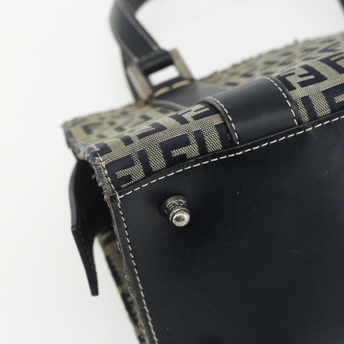 Fendi Vintage Satchel Zucchino Canvas Navy Canvas Handbag (Pre-Owned)